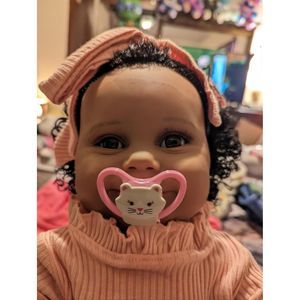 Newborn Silicone Baby Doll Soft African American Toddler With Cloth Body 24 Inch